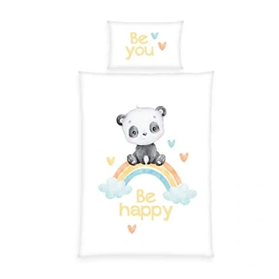 Imagen de Herding Baby Best Rainbow Panda Ropa de Cama Franela, Fabricado en Verde por Oeko Tex, Funda Almohada 40 x 60 cm con Hotel, nórdica 100 135 cm, Cremallera Lisa,