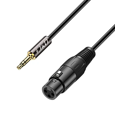 Imagen de J&amp;D TRS 3,5mm a XLR Cable, PVC Shelled 3.5 mm 1/8&#039;&#039; Macho hembra Balanced Cable 1/8 Adaptador Audio para DSLR Cámara, Micrófono, 0.9m
