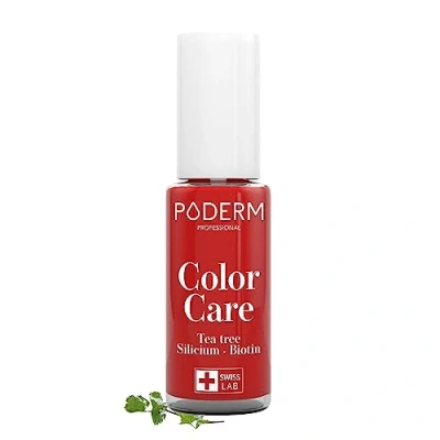 Imagen de PODERM ESMALTE DE UÑAS TEA TREE PARA HONGOS ROJO CEREZA TRATAR LAS AMARILLAS/DAÑADAS Esmastas CUIDADO Previene y trata 2 IN 1 FÓRMULA ÚNICA Hecho en Suiza