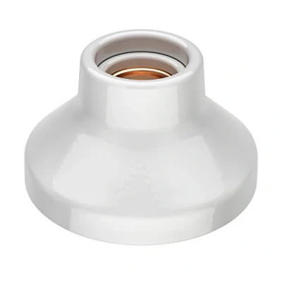 Imagen de ledscom.de Plafón/toma de luz ELEKTRA, porcelana, blanco brillante, 1x E27 máx. 300W, decorativa, lámpara aplique, pasillo, pared, techo, toma retro,