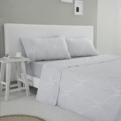 Imagen de Juego DE sabanas SAJA Gris Cama 135 x 190/200. 50% ALGODÓN Poliester. Incluye: SÁBANA ENCIMERA + 1 Funda Almohada Bajera Ajustable. Color