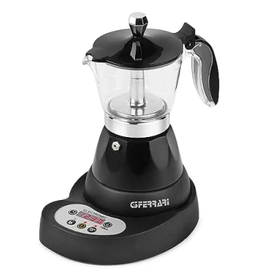 Imagen de G3 Ferrari G10045 Risveglio Espresso Cafetera moka eléctrica programable, 400 W, 3 tazas, aluminio, negro