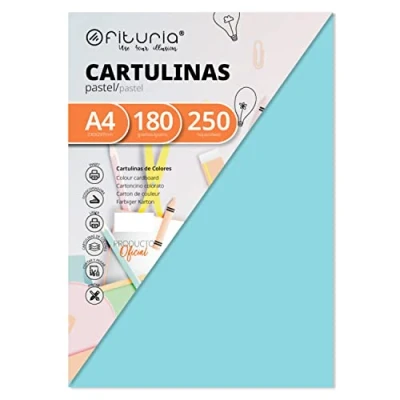 Imagen de Pack 250 Cartulinas Color Azul ClaroTamaño A4 180g