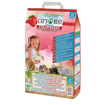 Imagen de Cat&#039;s Best Lecho para Conejos de Fresa Aglomerante (10 L). Higiénico Roedores, Hamsters, Cobayas con Materiales Naturales Biodegradables, Ecológicos.