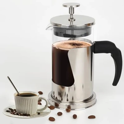 Imagen de Starward Cafetera de Prensa Francesa, French Press 350 ml, Portátil con Filtro Vidrio Borosilicato Resistente Al Calor, Acero Inoxidable, para Casa, Cocina, Oficina y Viajar