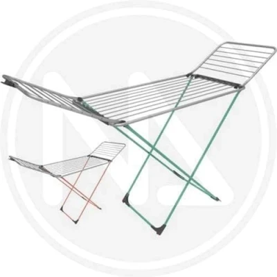 Imagen de GIMI Tendedero de Aluminio Borealis, Patas con Pintura Colorida, Efecto Purpurina Rosa/Verde, Ruedas y Bloque alas, 20 m tendido, Fabricado en Italia. Dimensiones: