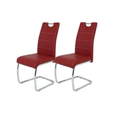 Imagen de Apollo Flora Set de 4 sillas basculantes, Cocina Piel sintética Color marrón Capuchino, Orificio Agarre, Estructura Metal Cromado, 42 x 57 98 cm