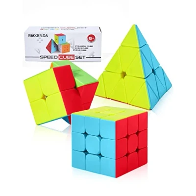 Imagen de ROXENDA Cubos de Velocidad, Original Speed Cube Set 2x2 3x3 Pyramid ​​Cube, Fácil Rotación &amp; Juego Suave para Principiantes y Profesionales (Stickerless)