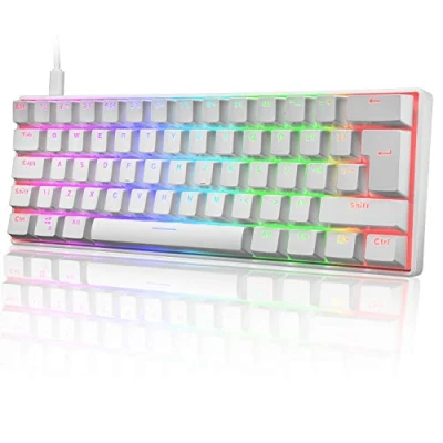 Imagen de UrChoiceLtd UK61 60% Teclado mecánico para Juegos Tipo C Cableado 61 Teclas Retroiluminación LED Impermeable USB RGB Anti Fantasma computadora/PC/Laptop/Mac