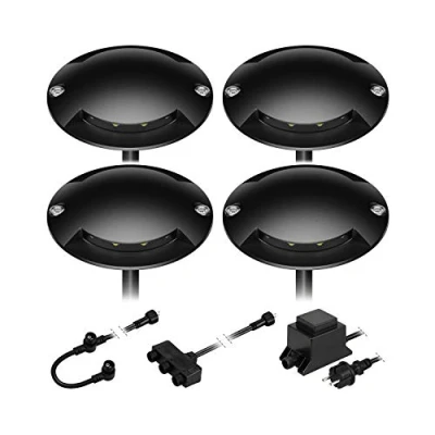 Imagen de ledscom.de Lámpara de pie LED Bunda, 2 llamas, negra para exteriores, transitable, blanco cálido, juego 4