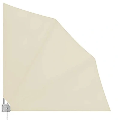 Imagen de Deuba® 2X Abanico de Balcón 140x140 Beige Pantalla Privacidad Plegable 3 Posiciones Cortaviento Lavable