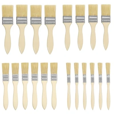 Imagen de Kurtzy Pack de 20 Brochas Pintura Pared Tamaños 5,08/3,81/2,54 y 1,27 cm Profesional Mango Madera Set Pinceles Acrilica Barnices, Tintes, Pegamentos Bricolaje