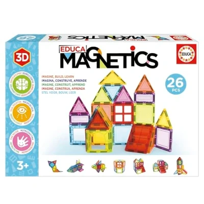 Imagen de Educa Magnetics Juego Educativo de construcción 3D magnético con 61 Piezas para niños, construye Figuras geométricas desarrollando la Creatividad e imaginación. A Partir 3 años (20024)