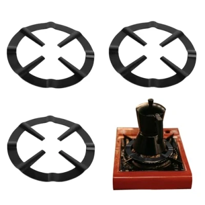 Imagen de FUIPVGI 3 Piezas Soportes Reductores para Cocina de Gas, Accesorio Reductor Soporte Redondo Cafetera Sartenes, Ollas y Cafeteras, Salvamanteles (Negro)