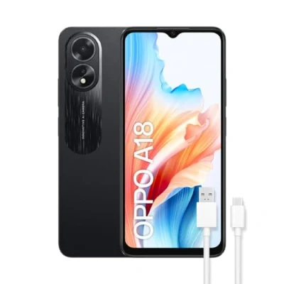 Imagen de OPPO A18 Smartphone Libre, 4GB+128GB, Pantalla HD+LCD 6.6&quot;, Cámara 8+2+5MP, Android, Batería 5000mAh, Carga 10W Negro