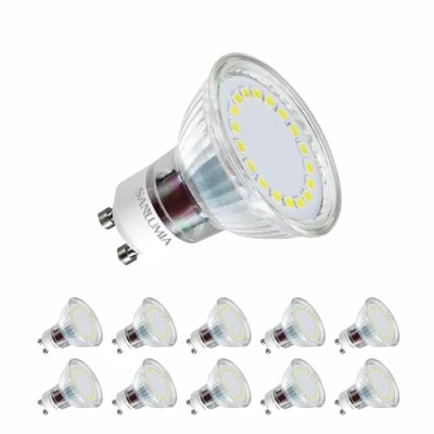 Imagen de Sanlumia Bombillas LED GU10, 5W = 50W Halógena, 450Lm, Blanco Frío (6400K), 120 ángulo de haz, Iluminación Techo para Cocina, Oficina, o Baño, Paquete 10, clase A+