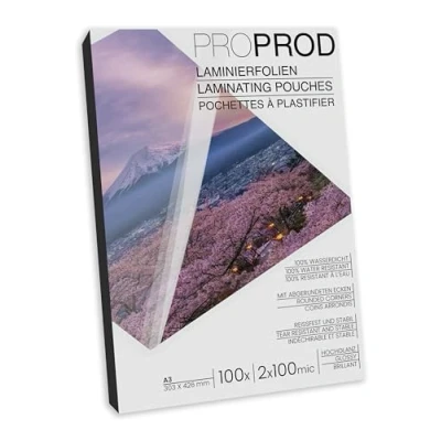 Imagen de ProProd Pack de 100 fundas Plastificar A3 2x100 micras (200 micras) bolsa laminado brillante (paquete 100), El embalaje puede variar