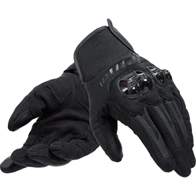 Imagen de Dainese Mig 3 Air Tex Gloves, Guantes Moto Hombre de Cuero, Sensor Pantalla Táctil, Touchscreen, Palma Reforzada y Protectores Nudillos, Elásticos Transpirables, Negro