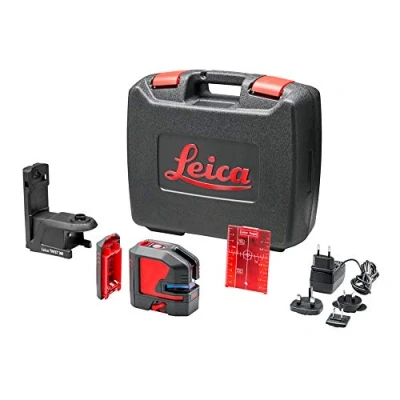 Imagen de Leica Lino L2P5: Nivel láser de punto y líneas cruzadas con batería Li Ion, cargador, adaptador magnético innovador en una carcasa (láser rojo, alcance trabajo: 25 m)