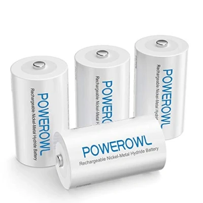 Imagen de POWEROWL Pilas Recargables C 5000mAh Precarga Ni MH 1.2V Baja autodescarga Baterías 1200 ciclos (4 Unidades)