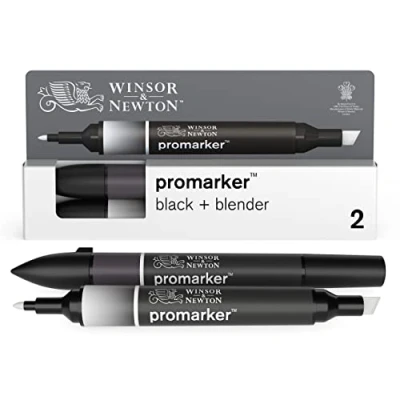 Imagen de Winsor &amp; Newton Set de Rotuladores ProMarker, 2 Unidades, Negro y Blender
