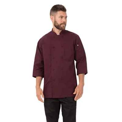 Imagen de Chaqueta de Chef, Chef Worksl, JLCL BER, básica, con manga 3/4, talla 2XL, L, Merlot, 1