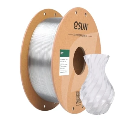 Imagen de eSUN PET Filament 1.75mm, Filamento de Alta Dureza, Carrete 1KG (2.2 LBS) para Impresión 3D Impresoras 3D,Transparente