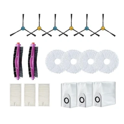 Imagen de Eureka J12 Ultra Robot Aspirador Kit de recambio 6 cepillos laterales, 2 rodillos, 3 filtros HEPA, 4 mopas, bolsas polvo, juego completo accesorios