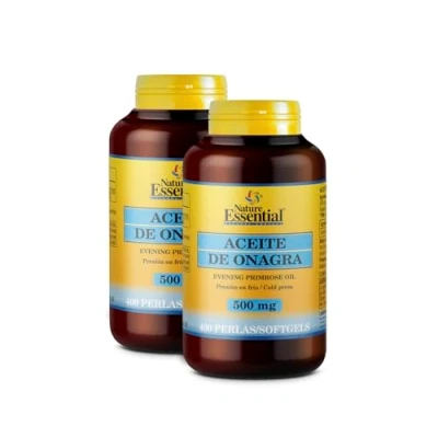 Imagen de Nature Essential Perlas de Aceite Onagra 500 mg 2 Unidades 400 Contribuye a Aliviar los Síntomas Menstruales Primera Presión en Frío 10% GLA Omega 3 6 9 Vitamina E