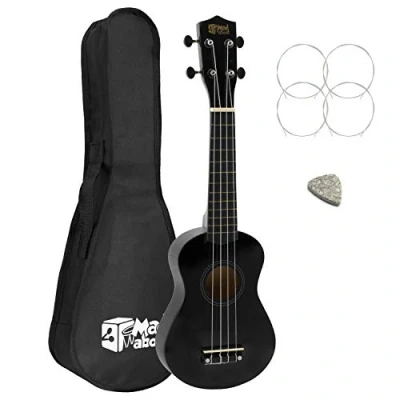 Imagen de Tiger Mad About SU8 LH BK Ukelele soprano para zurdos Negro con funda, púa de fieltro, cuerdas repuesto