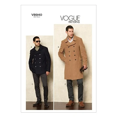 Imagen de Vogue The MCCALL Pattern Company V8940 Patrones para Chaquetas y Pantalones de Hombre (Tallas 34, 36, 38 40), Color Blanco