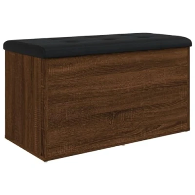 Imagen de vidaXL Banco con Almacenaje, Almacenamiento para Juguetes Cojines, Zapatos, Asiento Pasillo Salón, Madera de Ingeniería Roble Ahumado