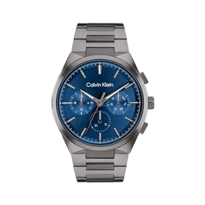 Imagen de Calvin Klein Reloj Analógico de Cuarzo multifunción para Hombre Colección DISTINGUISH con Correa en Acero Inoxidable PRODG, Azul (Blue)