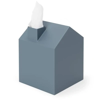 Imagen de Umbra Caja cosméticos: dispensador de pañuelos Moderno y Decorativo para baño, Oficina, Dormitorio más, Azul Pizarra, 13x17x13 cm