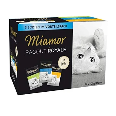 Imagen de MIAMOR Ragout Royale in Jelly Multibox Kitten Comida húmeda para Gatos con trozos de Ragout. Alimento Completo en Bolsa Fresca, sin Soja, colorantes ni conservantes 4 x 12 100 g