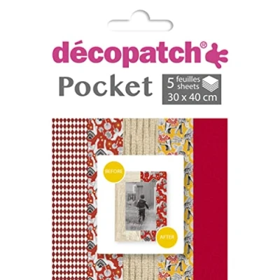 Imagen de Clairefontaine ES Décopatch DP027C Una bolsa de 5 hojas papel Decopatch, impreso, 30 x 40 cm, motivos asortitos, rojo.