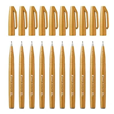 Imagen de Pentel Rotulador Touch con punta de pincel. Color beis. Pack 10