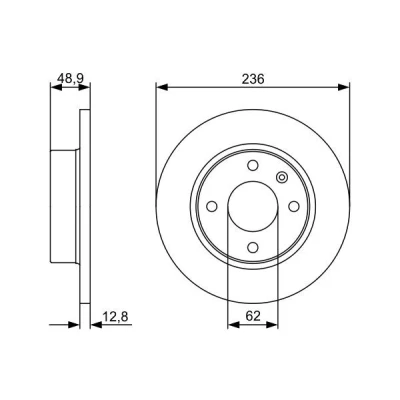Imagen de BOSCH 0 986 479 491 Disco de freno 236 12,9 4 100 macizo aceitado