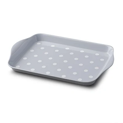 Imagen de Zeal G200S Bandeja de melamina con diseño Lunares (18 x 14 cm), Color Gris francés