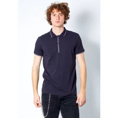 Imagen de Armani Exchange Hidden Buttons, Stretch Cotton Polo, Azul (Navy 1510), Large para Hombre