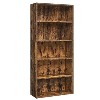 Imagen de VASAGLE Librería de 5 Niveles, Estantería Libros, Organizador con Compartimentos, Estantes Abiertos y Ajustables, para Sala Estar, Oficina, Dormitorio, Marrón Rústico LBC165X01