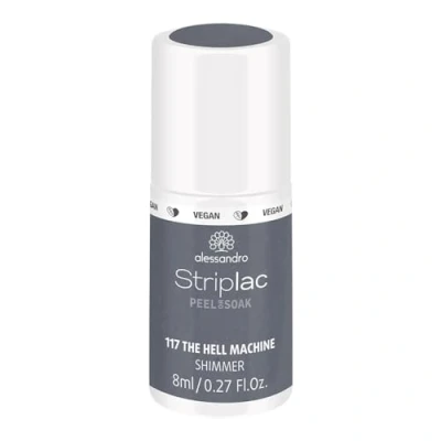 Imagen de alessandro Striplac Peel or Soak The Hell Machine Esmalte de uñas LED azul y gris brillante, para perfectas en 15 minutos, 1 x 8 ml