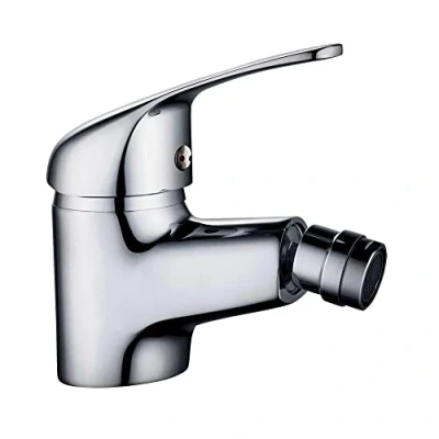 Imagen de Kibath L457251 Grifo Monomando de Bidet APA diseño estilizado y Redondeado. Fabricado en latón Acabado Cromo Brillo. Incluye herrajes, latiguillos Cartucho. Repuestos garantizados
