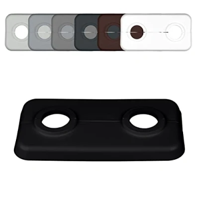 Imagen de 1 Pieza de roseta doble para tuberias calefaccion, gris, negro, marron, tamaños 15mm a 21,3mm, embellecedor, cubre tubos radiador, tapa, polipropileno negro (16mm, RAL 9005)