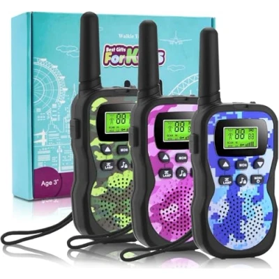 Imagen de Walkie Talkie para Niños Regalos Niño 3 8,8 12 Años, Juguetes de 8 Canales Larga Distancia 3KM con VOX, Linterna, LCD Pantalla, al Aire Libre a años 3Pcs Camuflaje