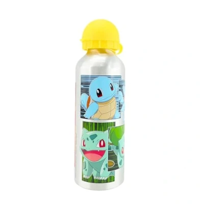 Imagen de Pokemon Botella Reutilizable, Cantimplora Pikachu y Charmander Diseño Aluminio Resistente, de Agua para Niños, Viaje, Capacidad 500 ml Gris