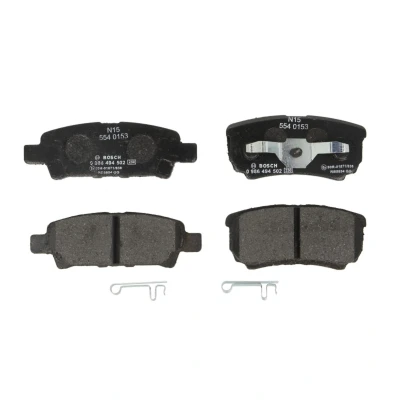 Imagen de BOSCH 0 986 494 502 Juego de pastillas freno Low Metallic con avisador acústico desgaste clip émbolo JEEP: Compass, DODGE: Caliber