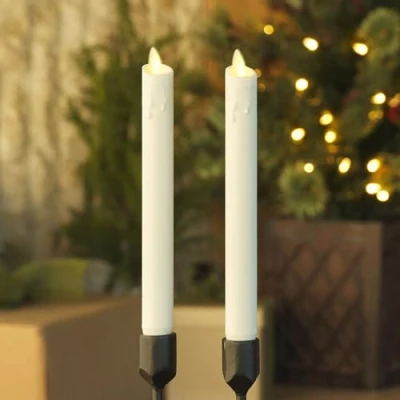 Imagen de Luminara Juego de 2 dilatadores vela sin llama goteo cera blanca (1 x 9.5 pulgadas), LED móvil perfume real con función temporizador goteado, mesa, chimenea,