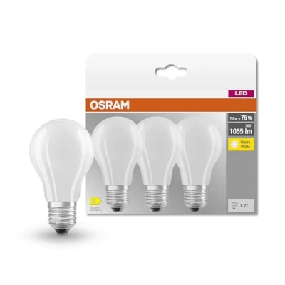 Imagen de OSRAM LED Classic A75, lámparas de filamento esmerilado vidrio para E27, forma bombilla, blanco cálido (2700K), 1055 lúmenes, sustituye a las bombillas convencionales 75W, caja 3