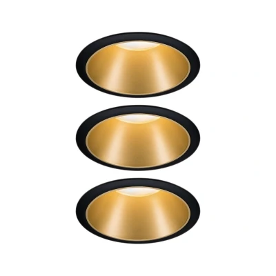 Imagen de Paulmann 93404 Luminaria empotrable LED Cole redonda incl. 3x6,5 W, foco regulable, negro, oro mate, lámpara empotrable, plástico, aluminio zinc, de techo 2700 K